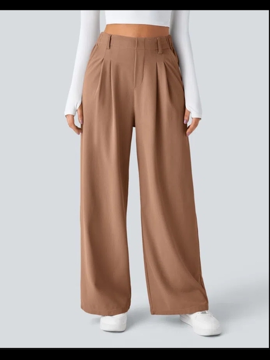 HALARA Pants - NWT Large HALARA High-Waist Wide Leg Trousers in Camel Brown